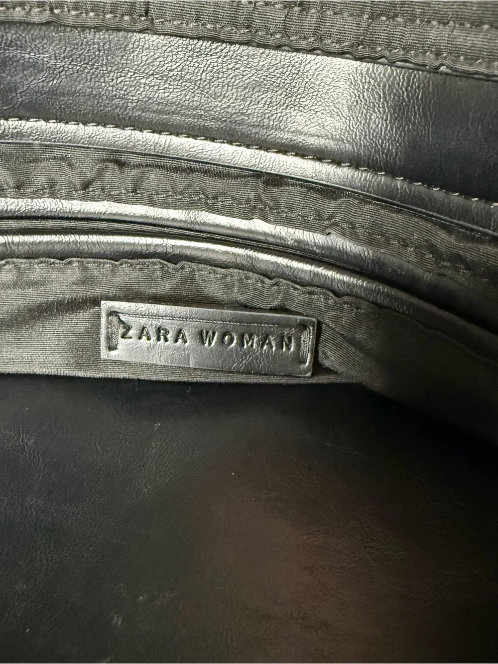 Vintage Zara Black Leather Duffel Bag